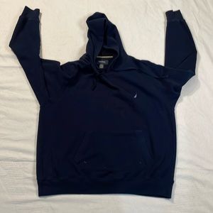 Nautica Men's Navy Blue J-Class Logo Fleece Hoodie Size Medium